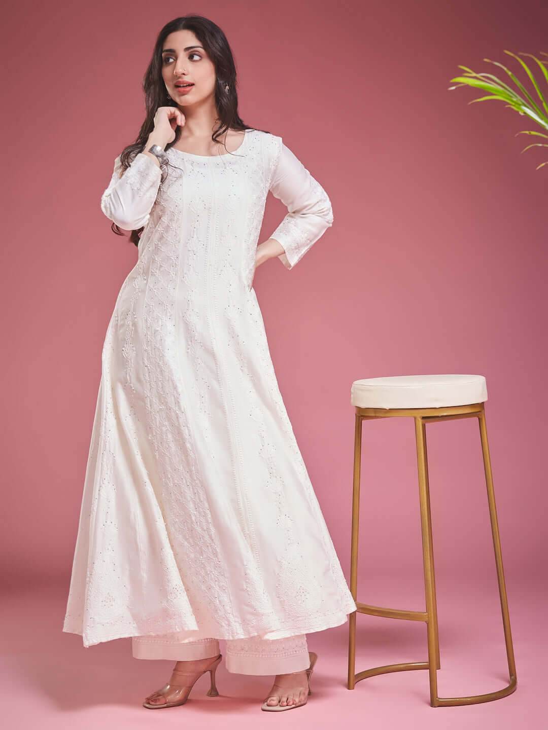 SHAMA-E-ROSHAN Chikankari Full Anarkali - KRI CHIKANKARI