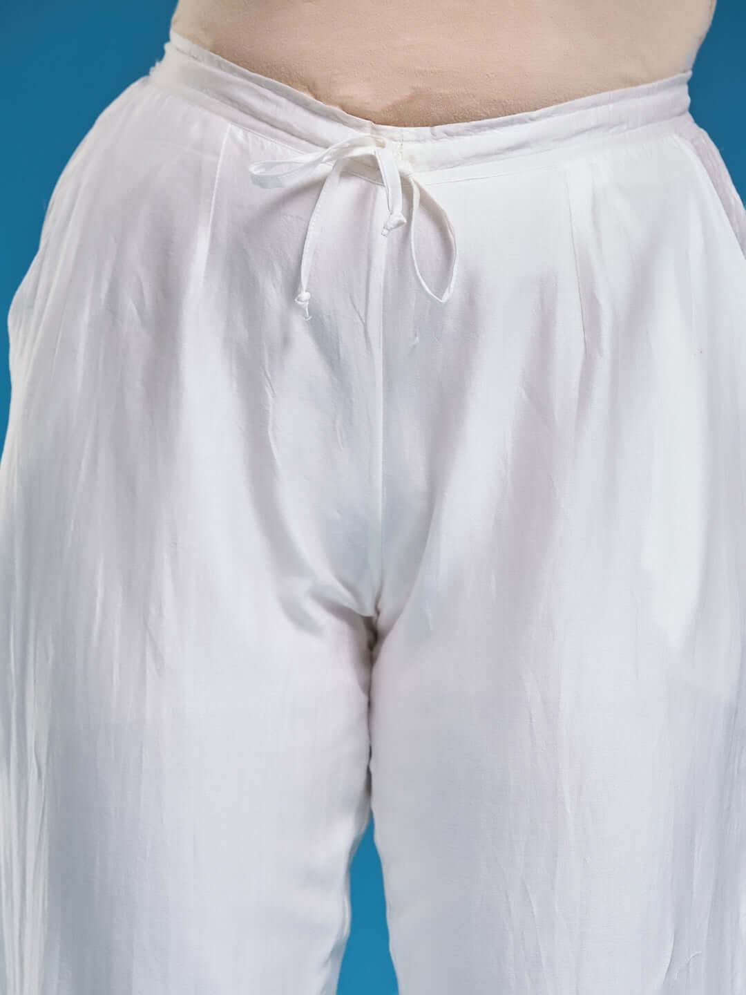 SHEENAZ Chikankari Chanderi Pant - KRI CHIKANKARI