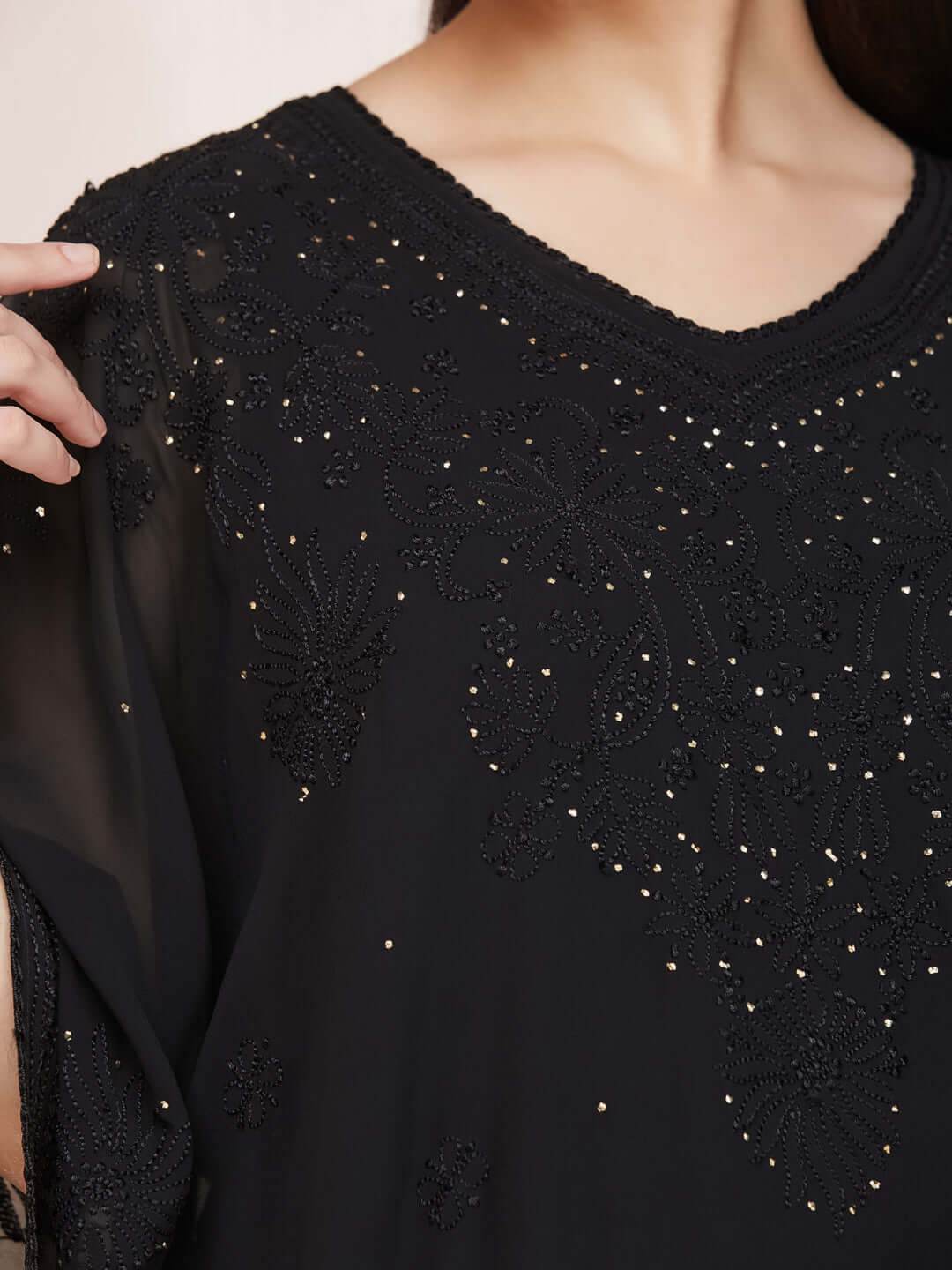 SYAALI Chikankari Tie-Dye Kaftan - KRI CHIKANKARI