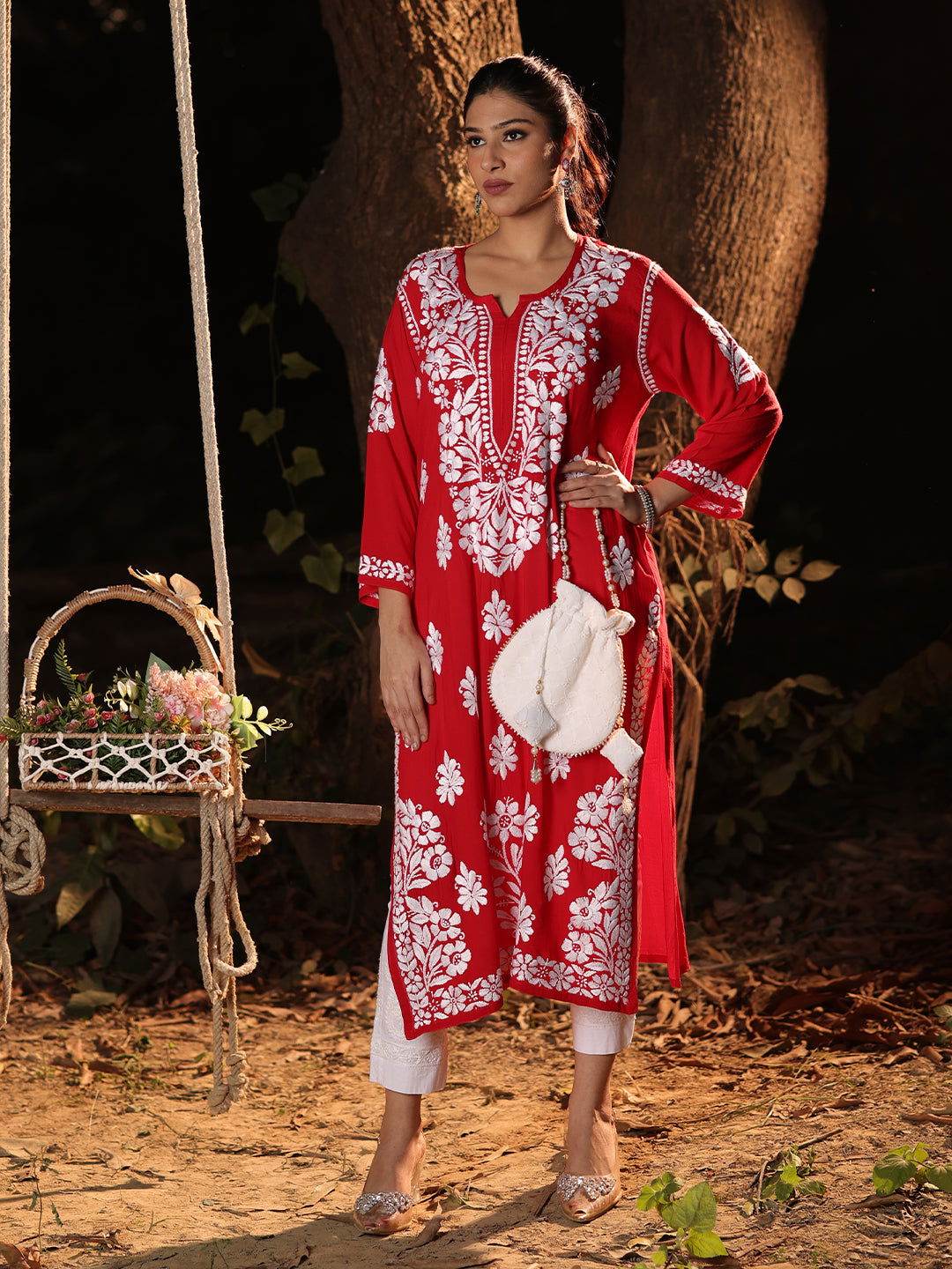 YARA Chikankari Modal Yoke Kurta - KRI CHIKANKARI