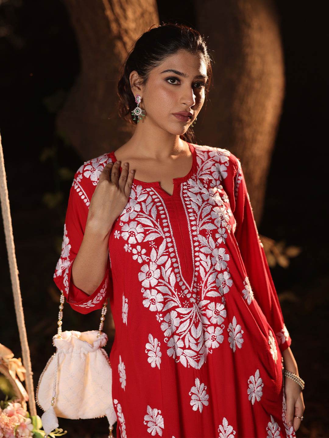 YARA Chikankari Modal Yoke Kurta - KRI CHIKANKARI