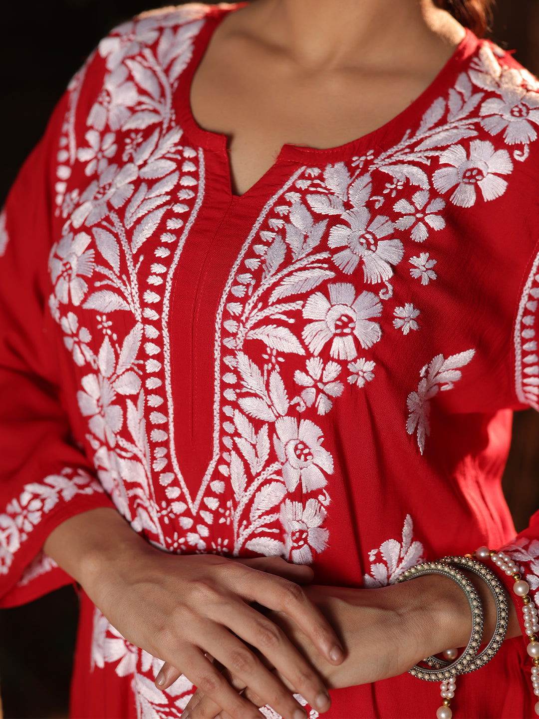 YARA Chikankari Modal Yoke Kurta - KRI CHIKANKARI