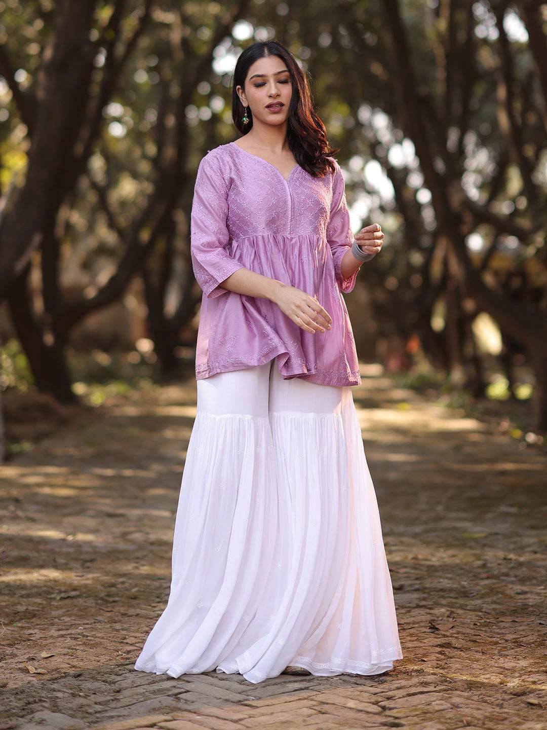 ZAHIRA Chikankari Chanderi Top - KRI CHIKANKARI