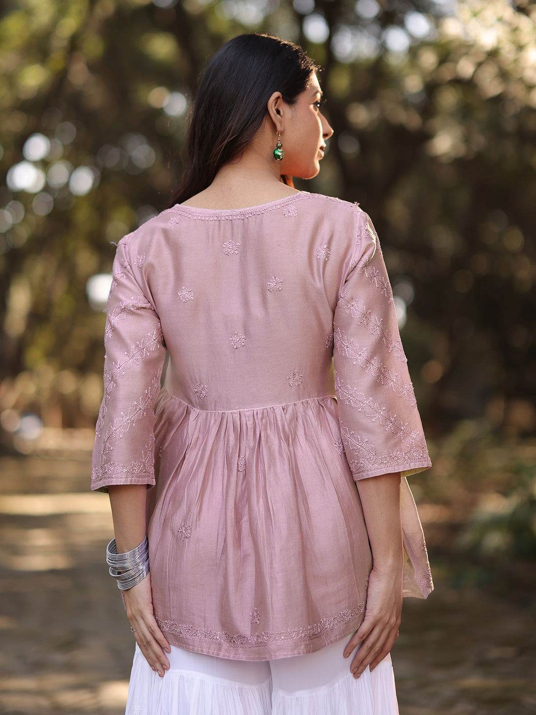 ZAHIRA Chikankari Chanderi Top - KRI CHIKANKARI