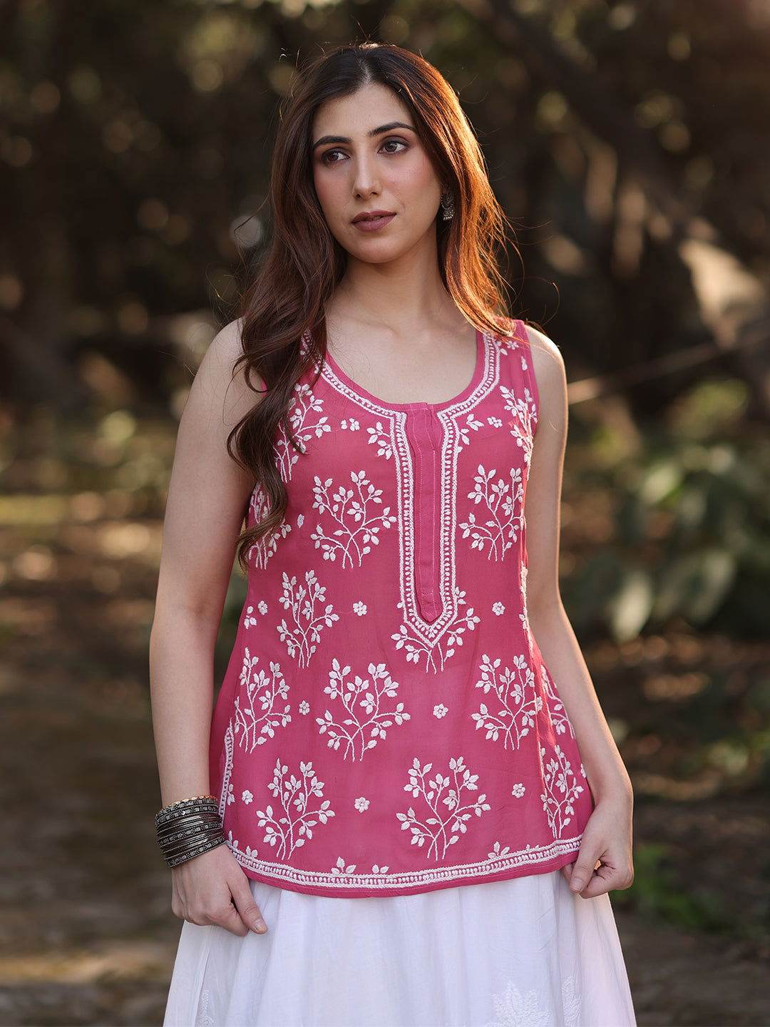 ZAYNA Chikankari Georgette Top - KRI CHIKANKARI