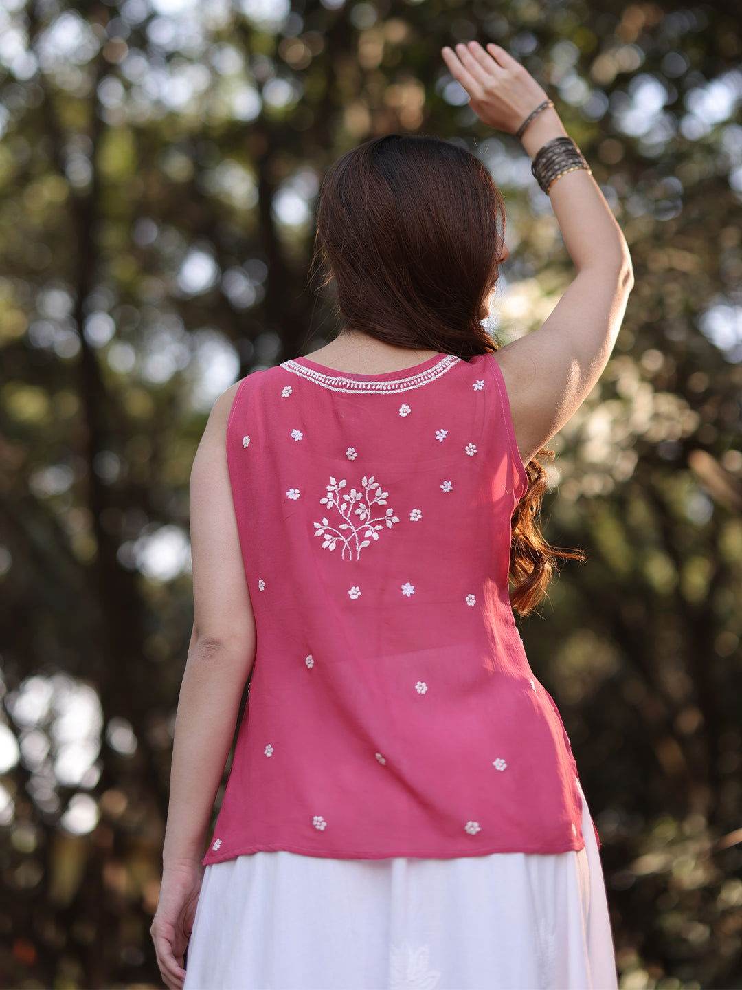 ZAYNA Chikankari Georgette Top - KRI CHIKANKARI