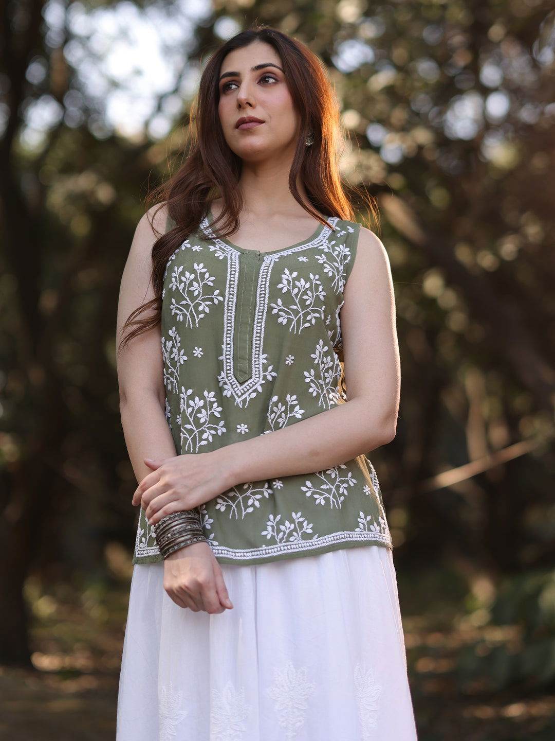 ZAYNA Chikankari Georgette Top - KRI CHIKANKARI