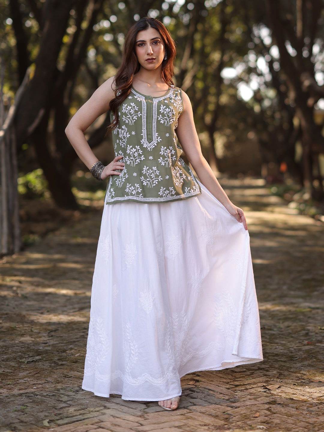 ZAYNA Chikankari Georgette Top - KRI CHIKANKARI