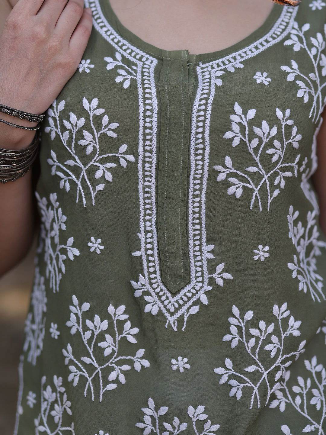 ZAYNA Chikankari Georgette Top - KRI CHIKANKARI