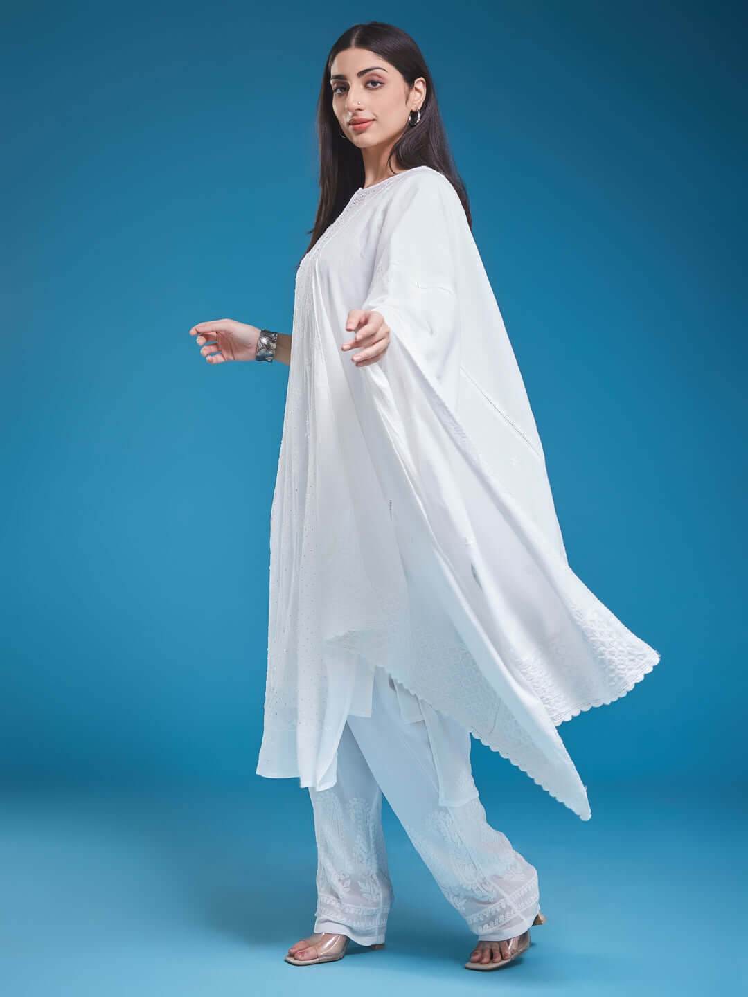 ZIBAISH Chikankari Cotton Stole - KRI CHIKANKARI