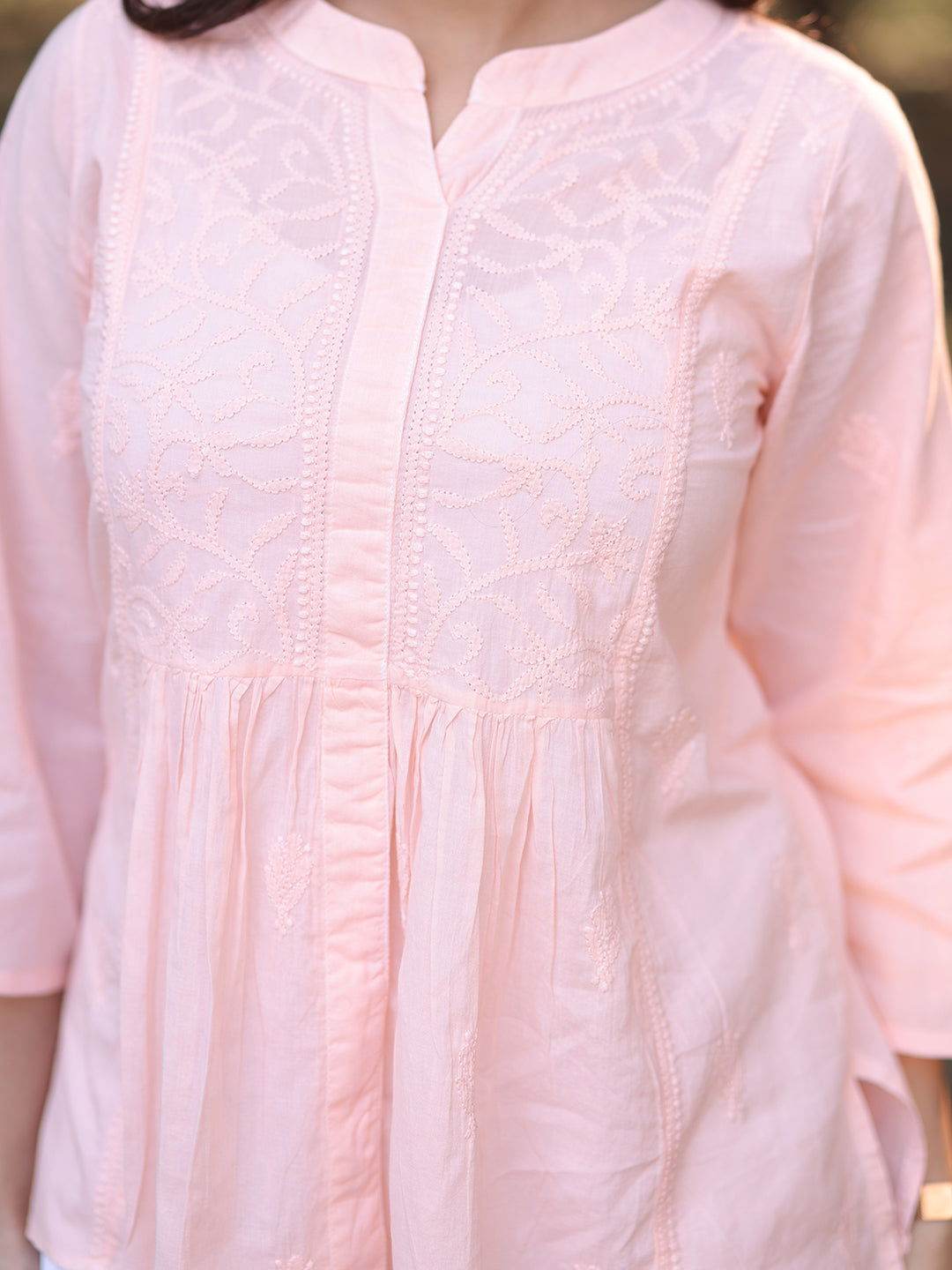 ZUBI Chikankari Mul Top - KRI CHIKANKARI