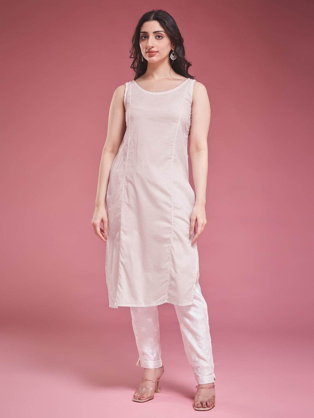 AAINA Chikankari Modal Kurta - KRI CHIKANKARI