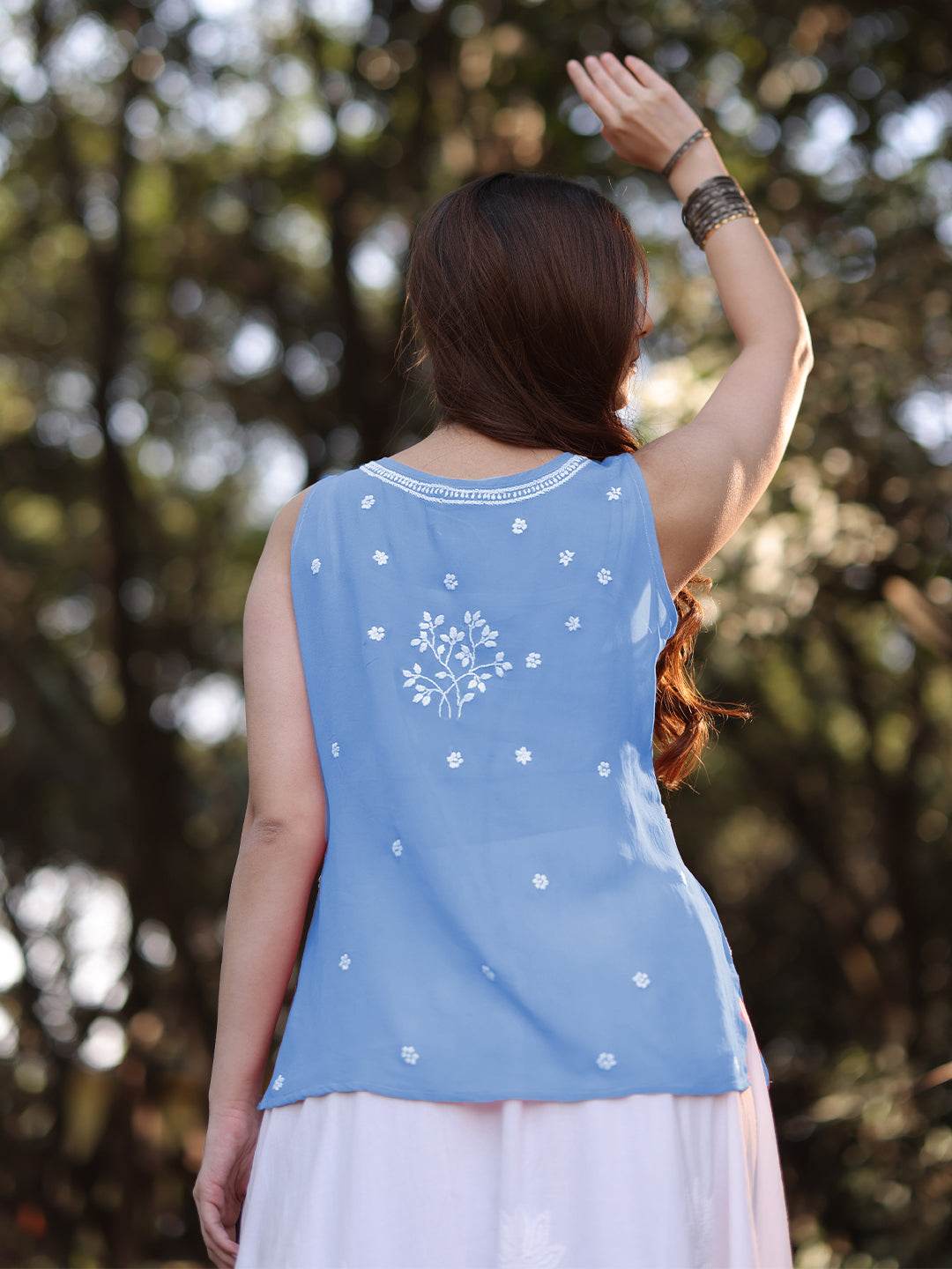 ZAYNA Chikankari Georgette Top - KRI CHIKANKARI