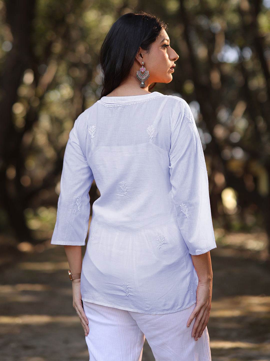 ZUBI Chikankari Mul Top - KRI CHIKANKARI
