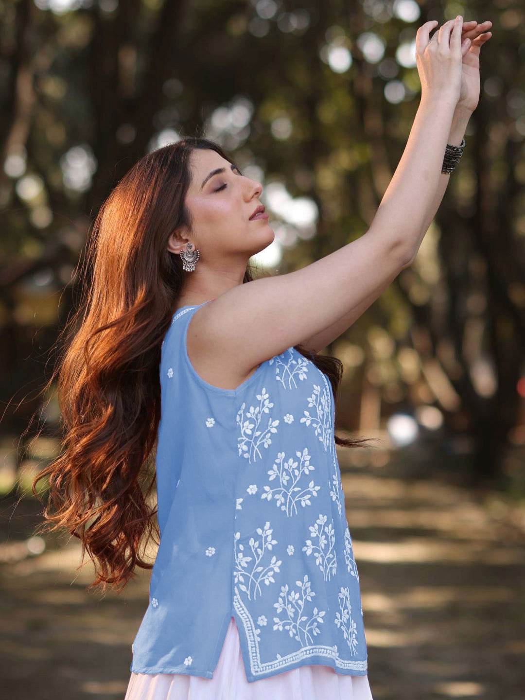 ZAYNA Chikankari Georgette Top - KRI CHIKANKARI