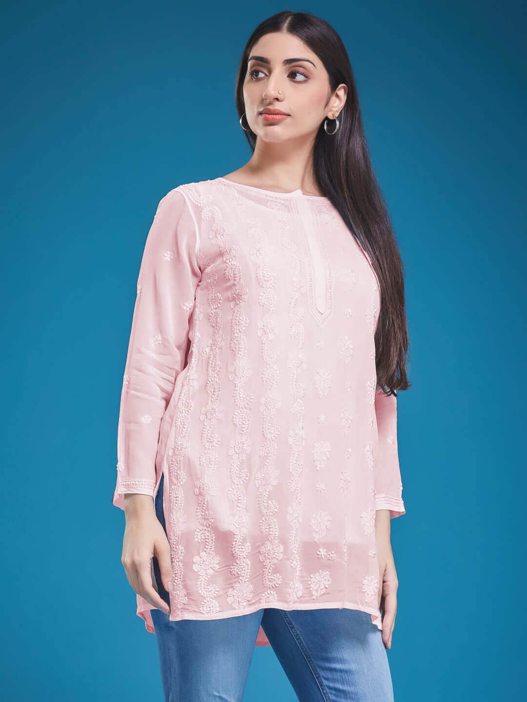 GUL Chikankari Georgette Top - KRI CHIKANKARI
