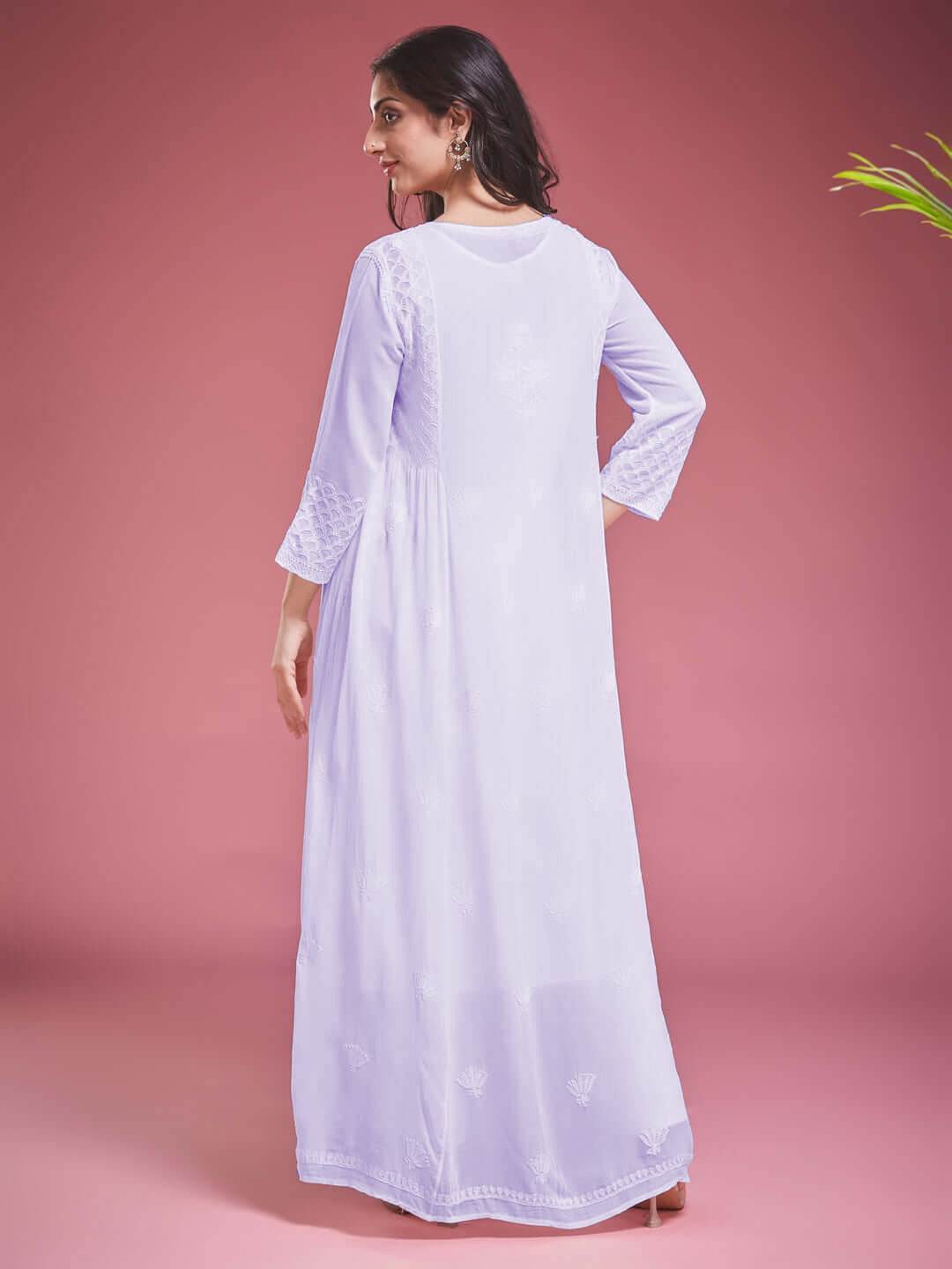 ZAVIYA Chikankari Georgette Lilac Anarkali - KRI CHIKANKARI