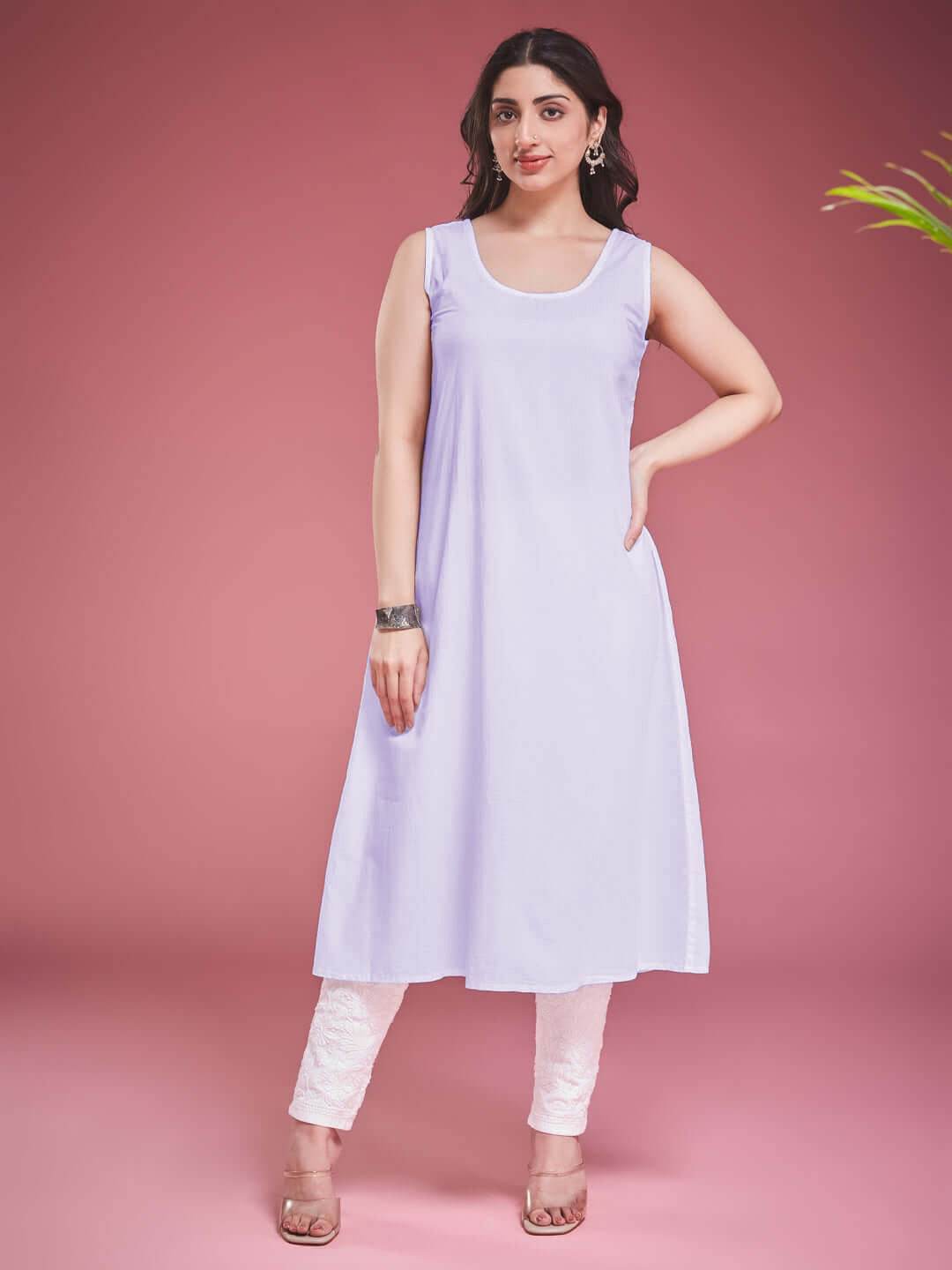 ZAVIYA Chikankari Georgette Lilac Anarkali - KRI CHIKANKARI