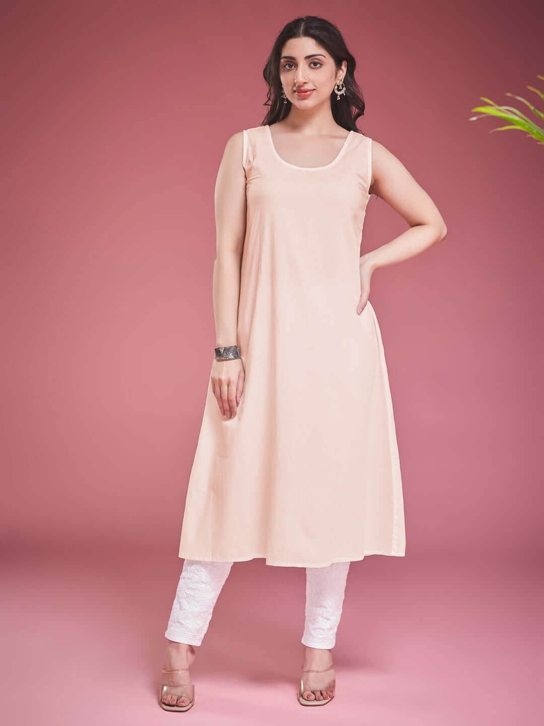 ZAVIYA Chikankari Georgette Peach Anarkali - KRI CHIKANKARI