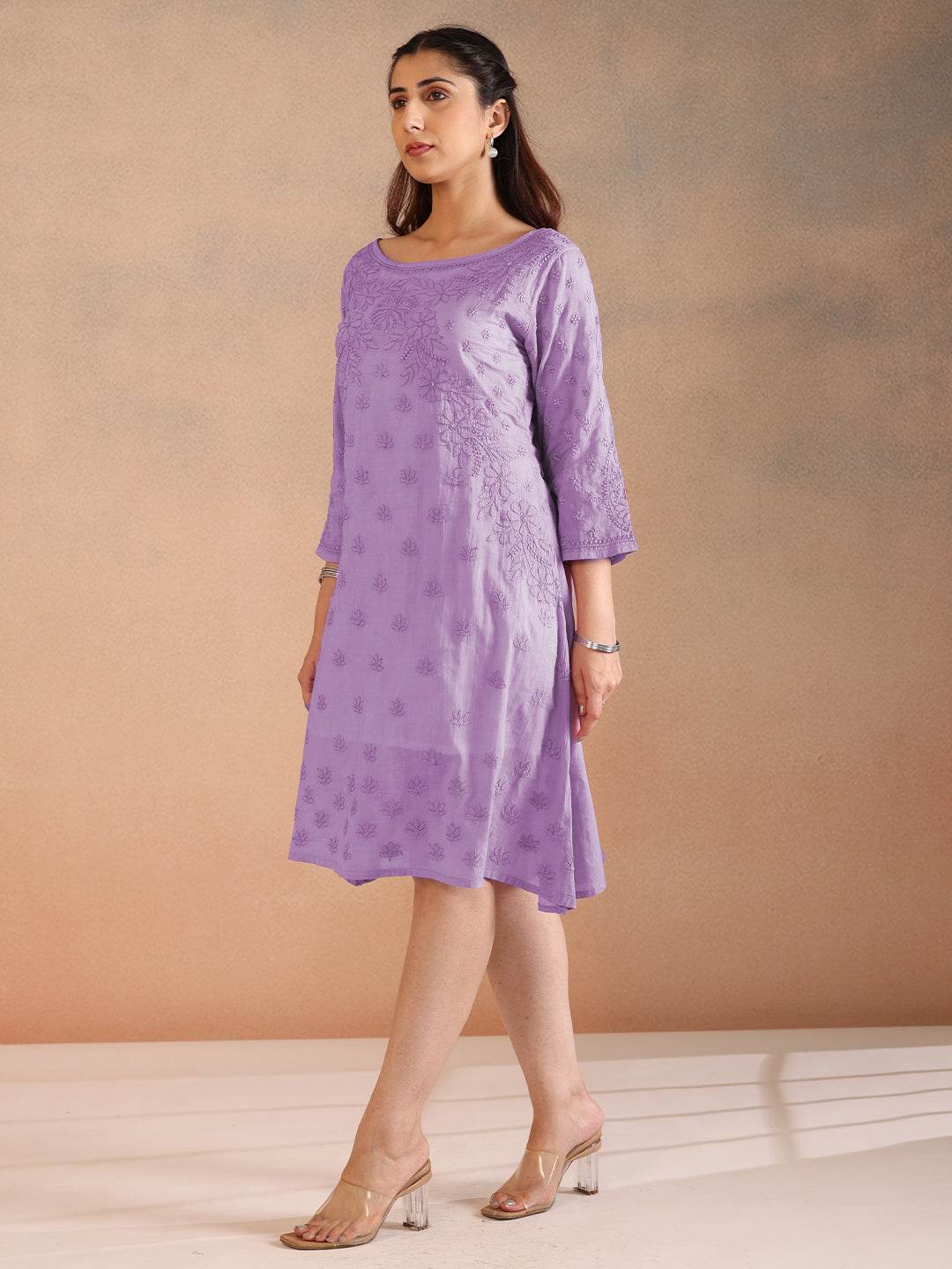 YASRA MULMUL DRESS - KRI CHIKANKARI