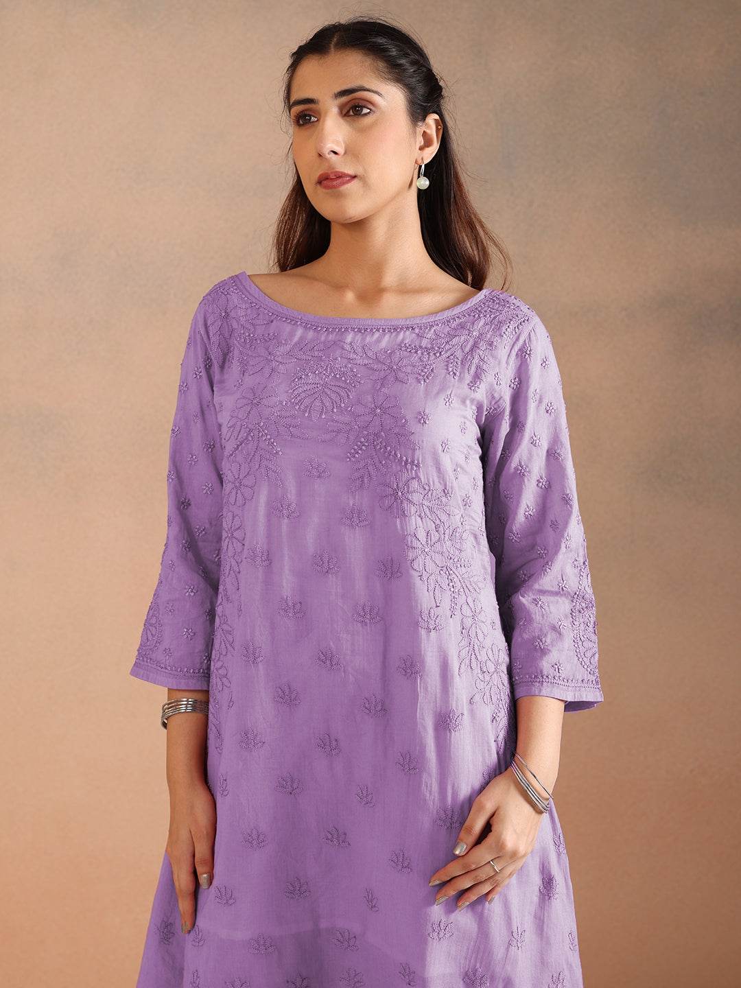 YASRA MULMUL DRESS - KRI CHIKANKARI