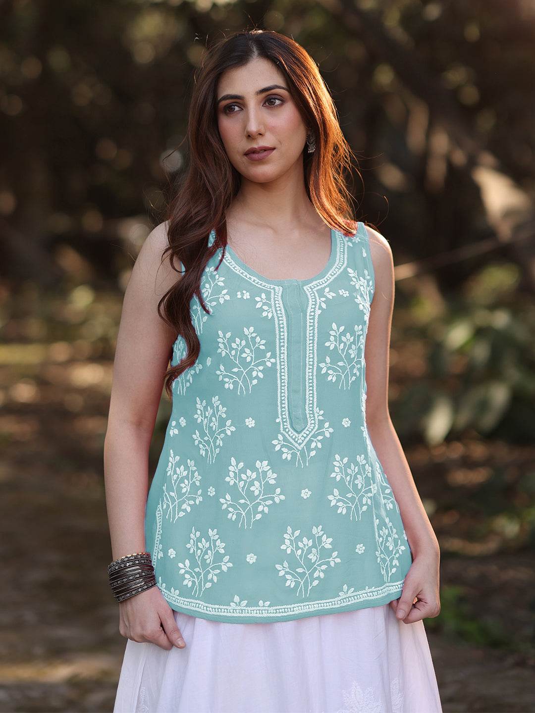 ZAYNA Chikankari Georgette Top - KRI CHIKANKARI