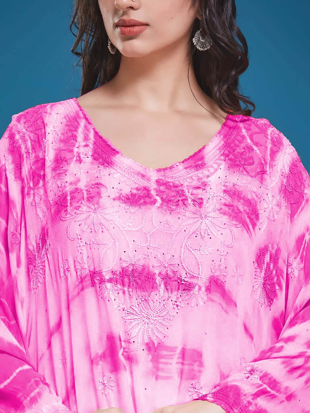 SYAALI Chikankari Tie-Dye Kaftan - KRI CHIKANKARI