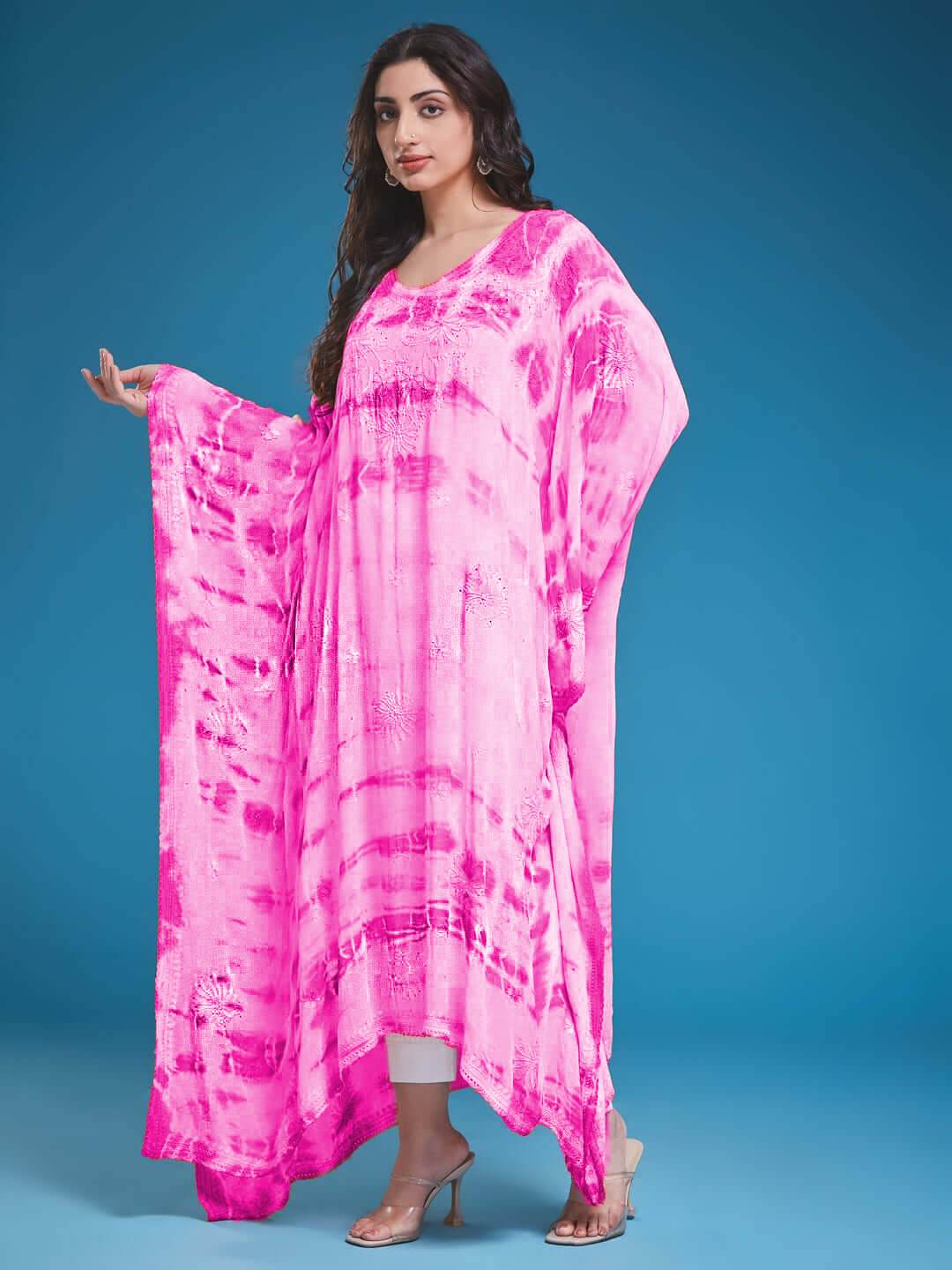 SYAALI Chikankari Tie-Dye Kaftan - KRI CHIKANKARI