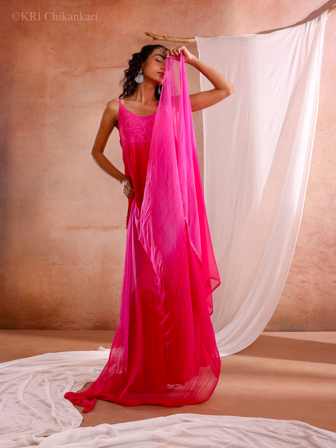 ZIVA CHIKANKARI PINK GEORGETTE SHARARA SET