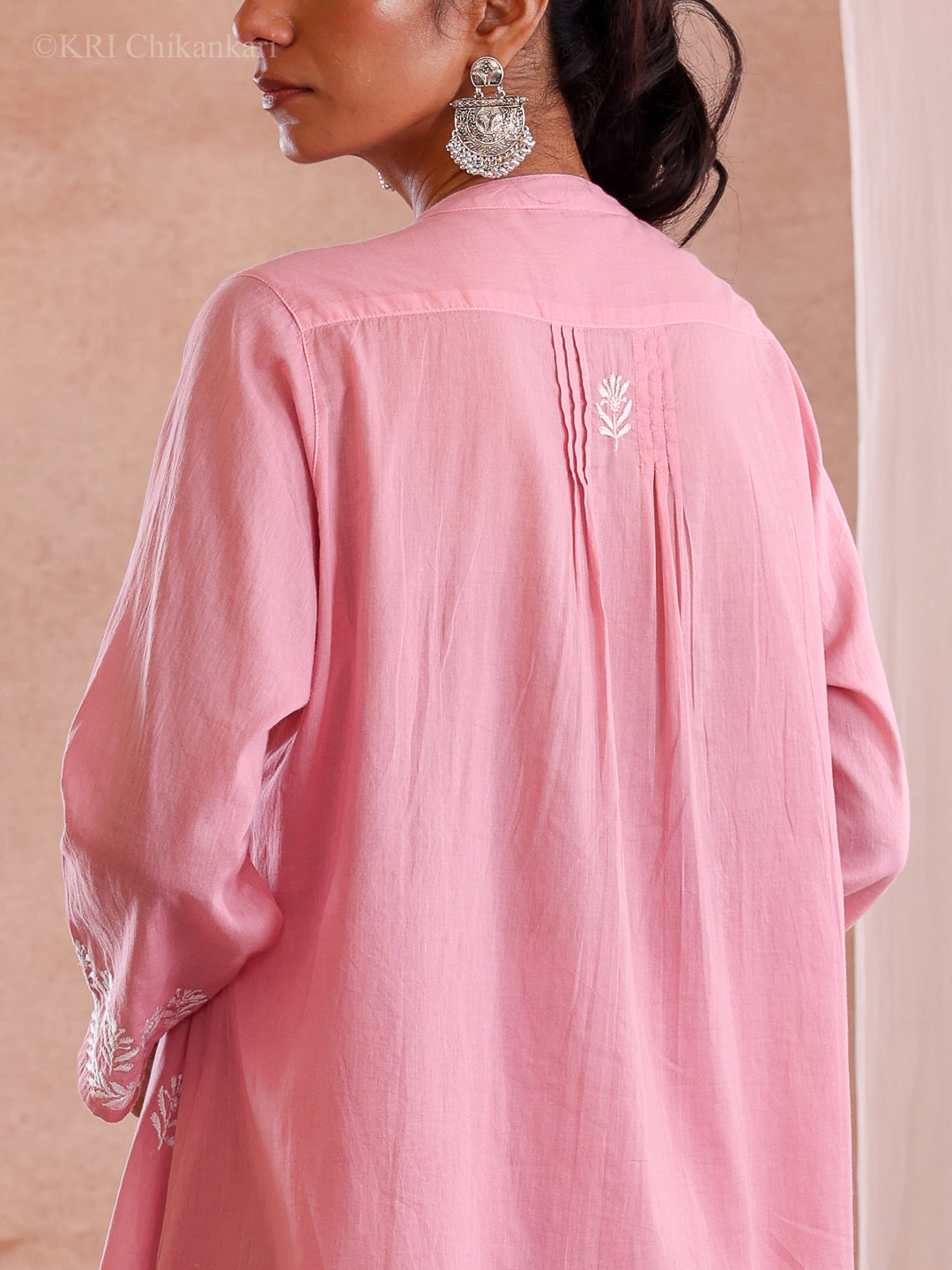 ZOLA CHIKANKARI PINK COTTON CO-ORD SET