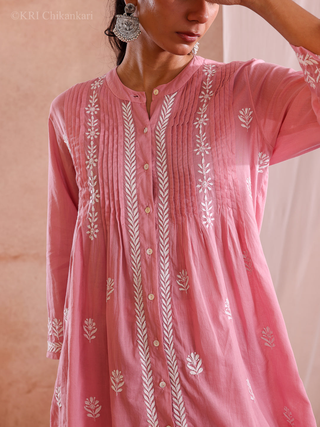 ZOLA CHIKANKARI PINK COTTON CO-ORD SET