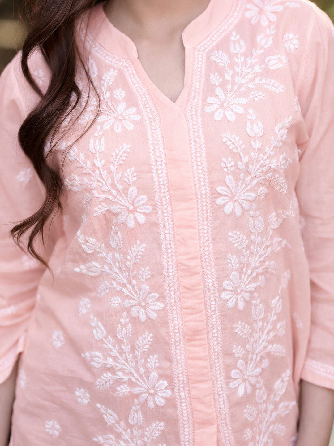 ZOYA CHIKANKARI COTTON MUL PINK TOP