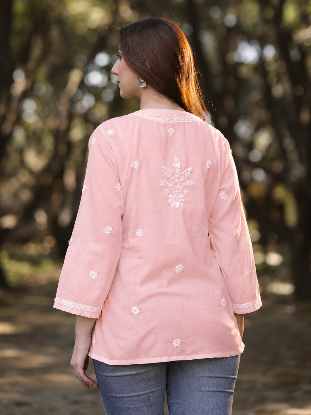 ZOYA CHIKANKARI COTTON MUL PINK TOP