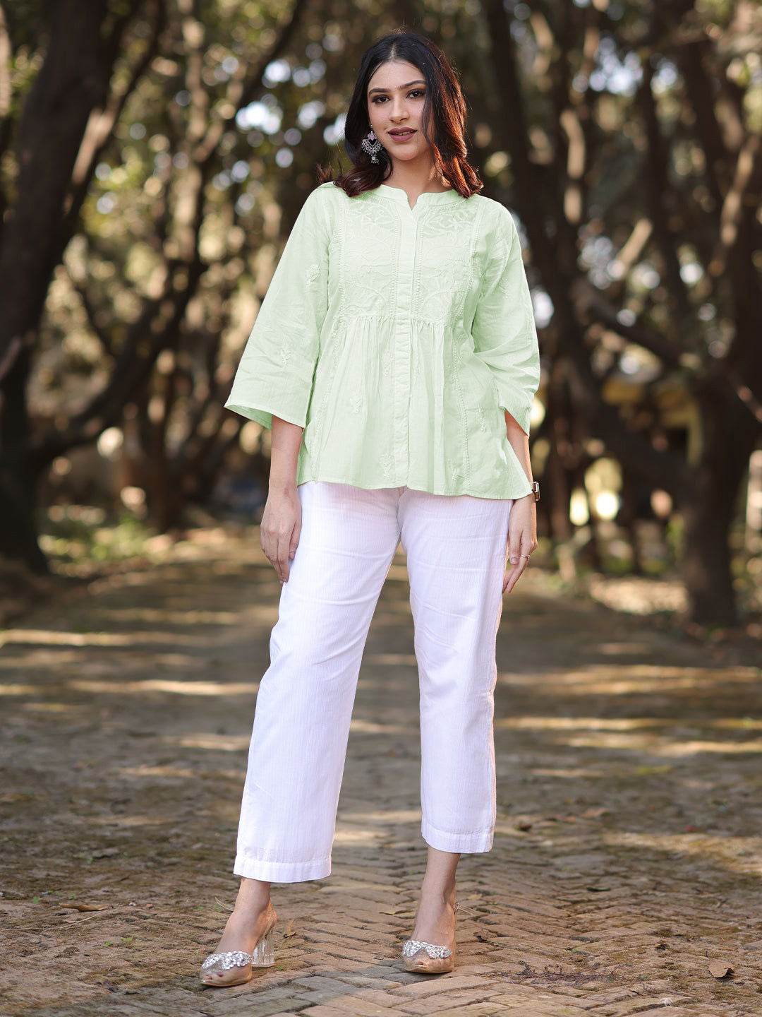 ZUBI Chikankari Mul Top - KRI CHIKANKARI