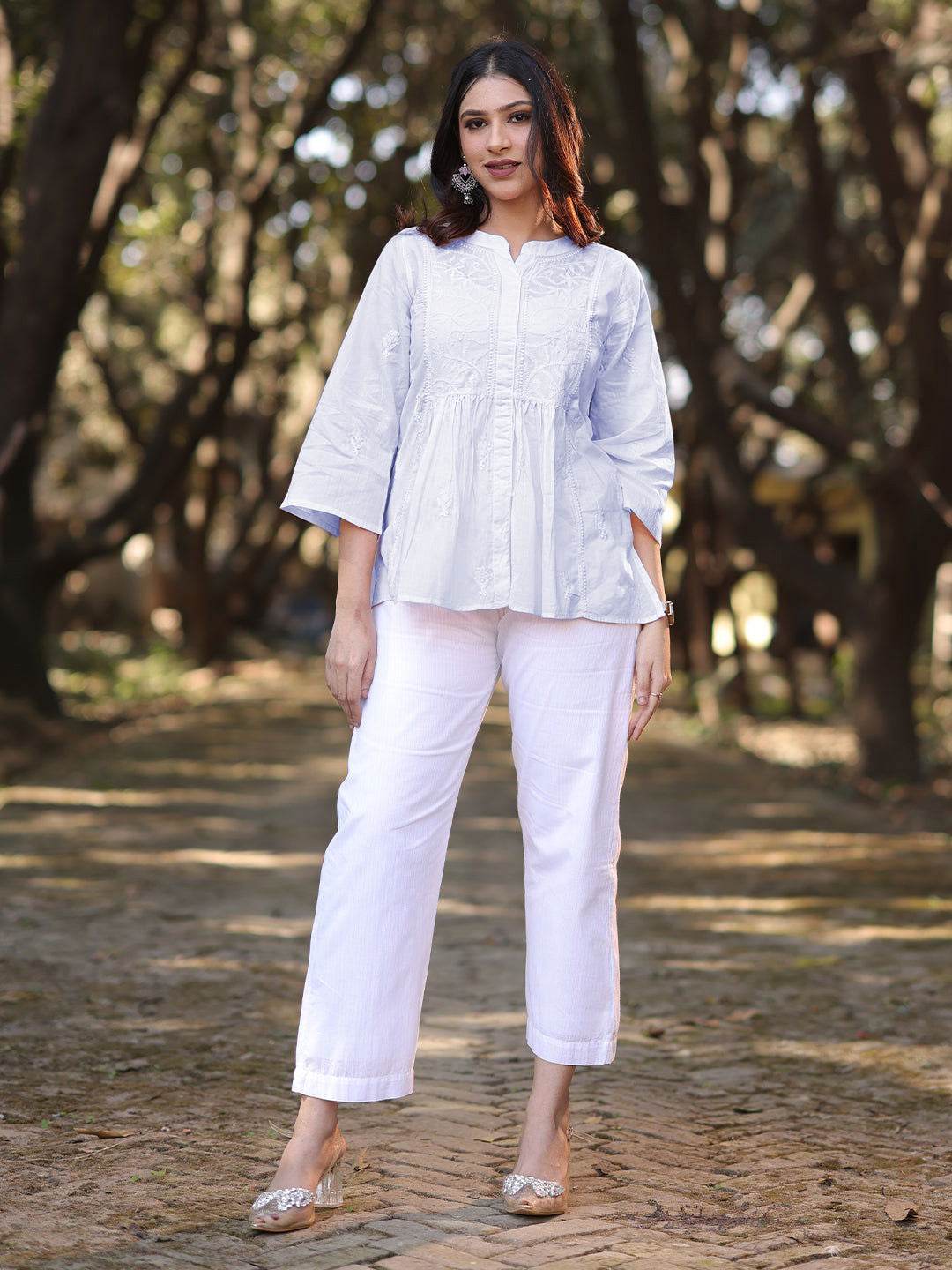 ZUBI Chikankari Mul Top - KRI CHIKANKARI
