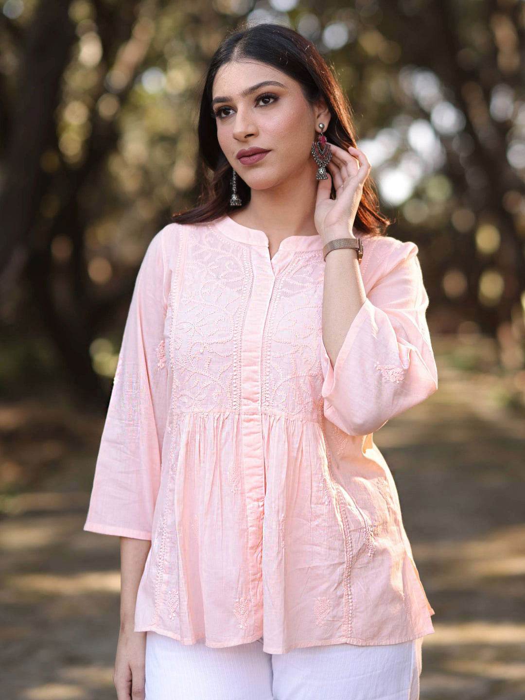 ZUBI Chikankari Mul Top - KRI CHIKANKARI